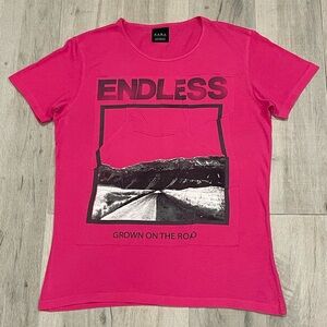 Zara Mens Graphic Tee Pink Size M